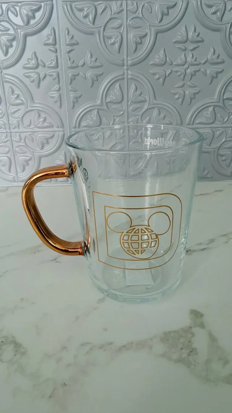 Walt Disney World Cinderella Castle Clear Glass Mug with Gold Handle NWT